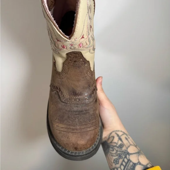 Justin Gypsy Brown Leather Western Boots Size 7.5 - Picture 7 of 11